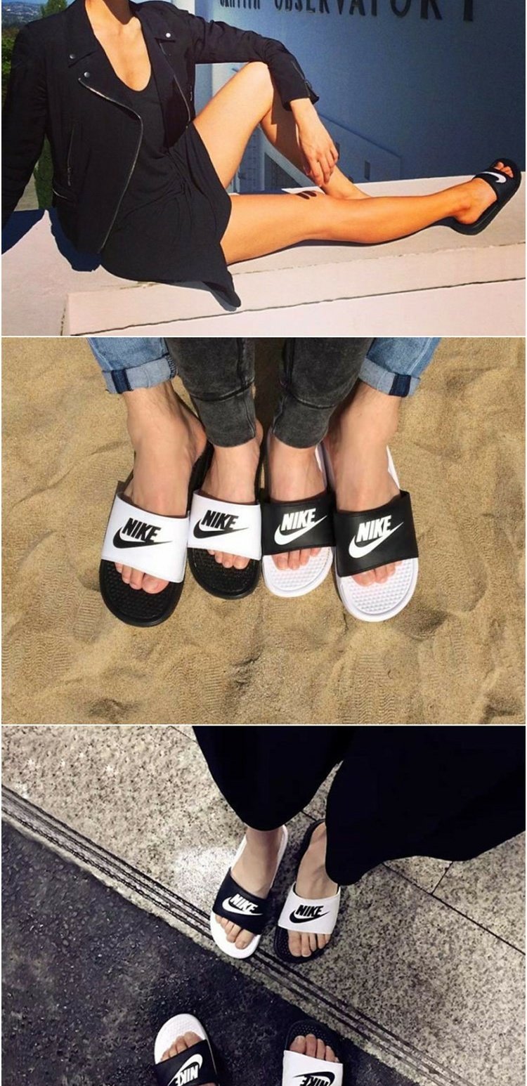 Nike Nike Benassi mùa hè nam và nữ chữ đen trắng slippers dép thể thao và giải trí 818736-011 dép jordan chính hãng