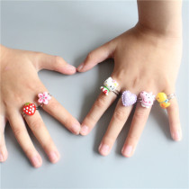 Childrens jewelry Baby girl adjustable finger ring size Cartoon cute ring Rabbit Strawberry Princess