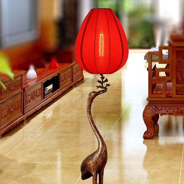 New Chinese Floor Lamp Neoclassical China Wind Palace Lantern Imitation Ancient Tortoise Crane Retro Living Room Foodia Fairy Crane Book House