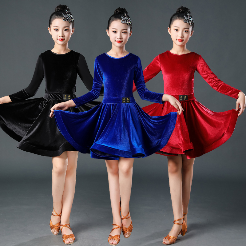 New Children's Latin Dress Dress Dress Dress Spring and Autumn South Korean Girls Examination Performance Clothes