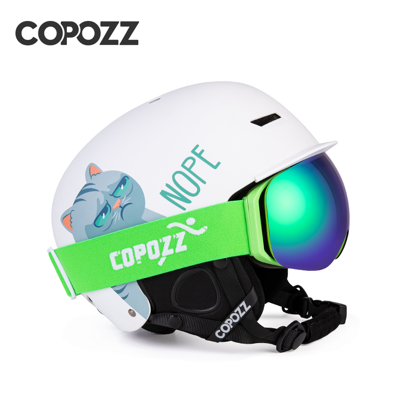 COPOZZ ski goggles helmet set double-layer anti-fog adult men and women magnetic suction co-card myopia goggles equipment