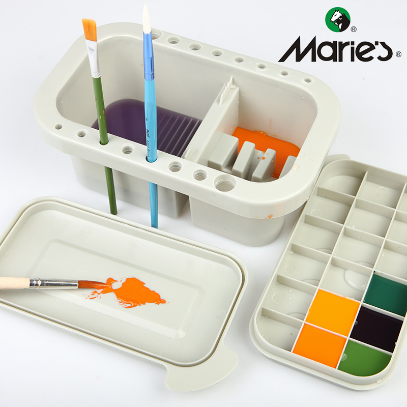 Marley brand multi-function pen bucket 51013 bucket with color plate Art Shabu-shabu pen container Pigment gouache painting Watercolor Chinese painting Painting special oil painting