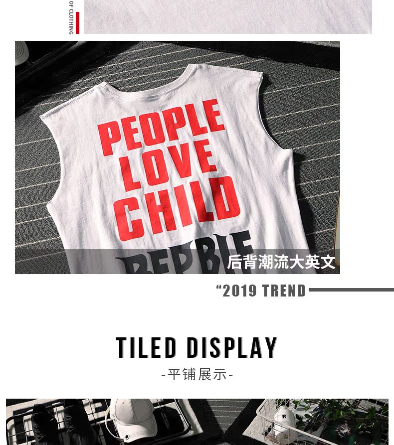Áo thun không tay cá tính thương hiệu áo thun cotton vai mùa hè hoang dã thể dục xu hướng thể thao lỏng lẻo vest thể thao nam - Lót ba lỗ