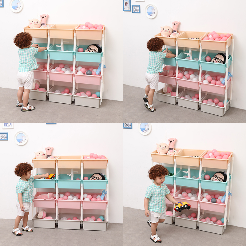 Children's toy containing layer Shelf Baby shelving Shelves Multilayer Classified Large Capacity Box Inductive Finishing Cabinet Bookshelves Home