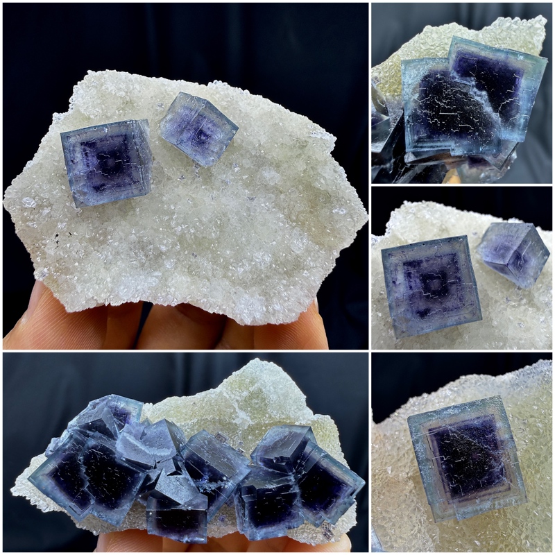 Inner Mongolia Purple Heart Border Blue Fluorite Natural Mineral Crystal Specimen Ornament for Teaching, Viewing, and Collection