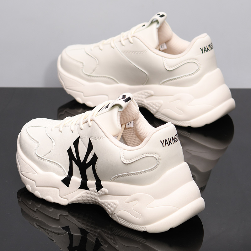 Deodorant Sports White Sneakers for Men 2025 New Spring and Autumn Thick-Soled Couple Genuine Leather Printed Height-Increasing Dad Shoes for Women