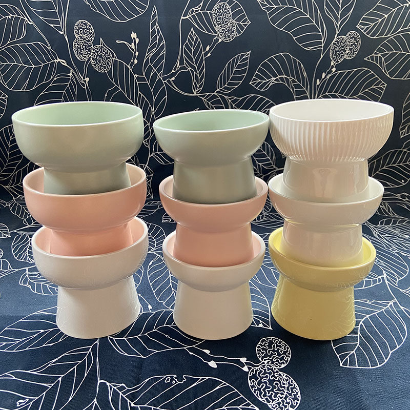 Export ceramic heightening feet cat bowl eating water basin snacks canned food basin puppy bowl teddy protection ridge vertebra