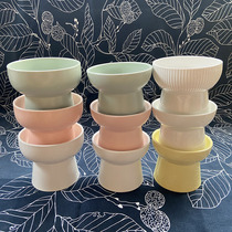 Export ceramic high-footed cat bowl for eating and drinking basin snacks canned food bowl Puppy Bowl Teddy protects spine