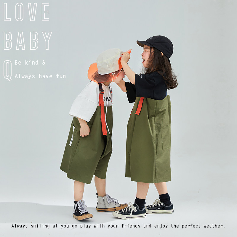 LBQ Original Children's Clothing Cotton Small Slide - neutral Color Adjustable Strap Boy and Girl