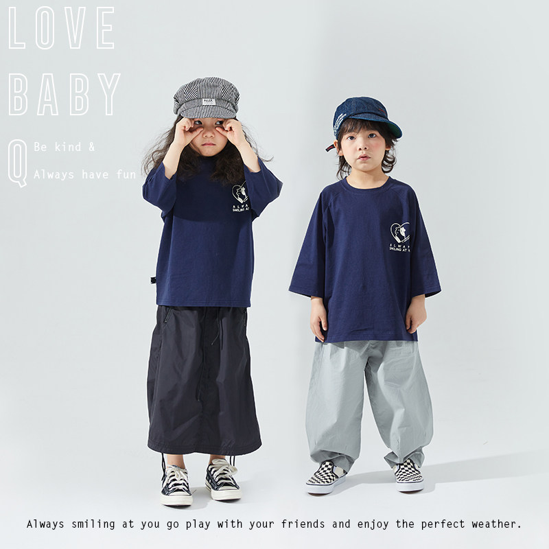 LBQ original child clothing New frontier cotton inserted shoulder midsleeve brief about 100 lap good wearing ice feel soft and smooth pure cotton male and female T-shirt