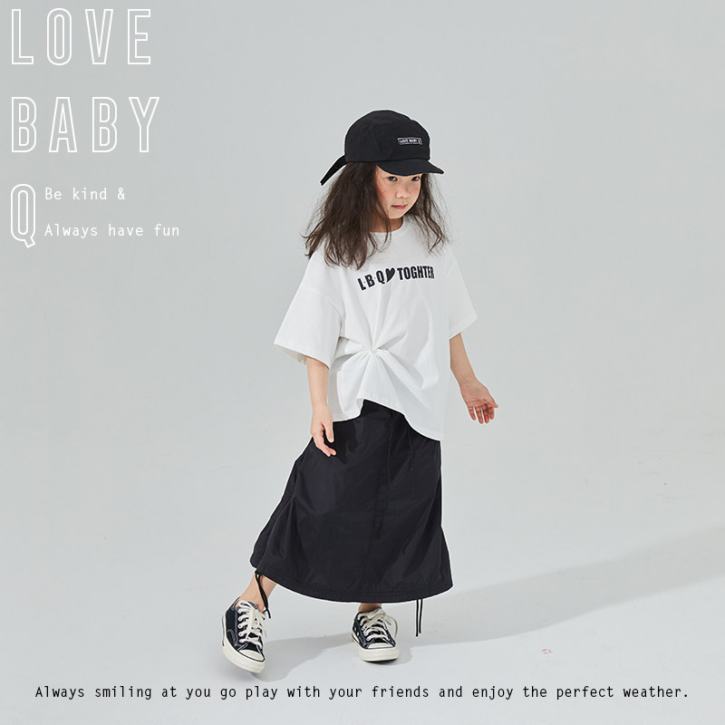 LBQ original parent - child loose leisure and fashionable summer adjustable rope A - shape design half skirt mother