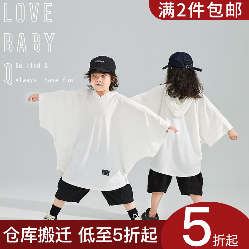 LBQ original children's clothing summer new products wearing a hat casual cape style ice silk cool loose T-shirt boys and girls