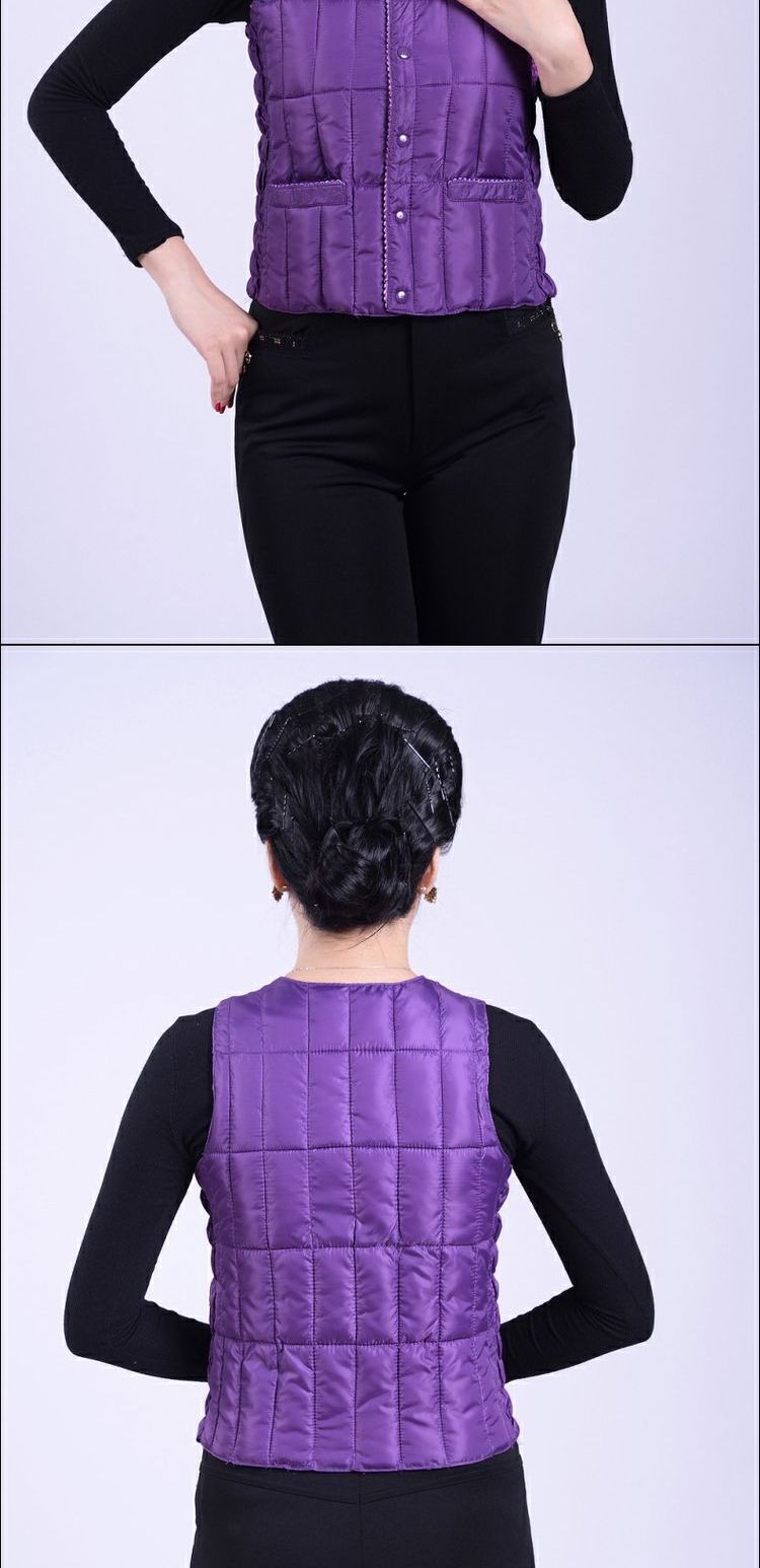 Áo vest nữ trung niên và già cotton mùa thu đông áo phao nữ dáng dài