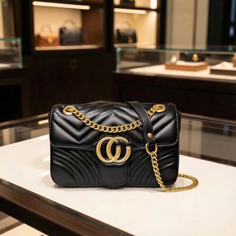 Hong Kong Gucci Boutique g Brand Fashion European and American Dionysus Bag Brand Original Genuine Leather Chain Women's Bag Marmont Bag