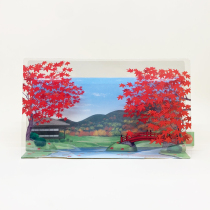 Japans new autumn maple leaf river suburban scenery PVC Xanadu three-dimensional birthday blessing music greeting card