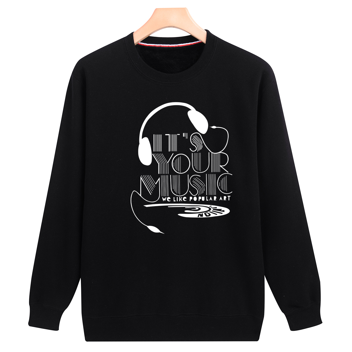 Mùa thu đông nam mới cộng với áo thun nhung cotton cổ tròn dài tay cộng với phân bón để tăng độ rộng cho áo khoác trùm đầu áo len dày ấm áp quần áo big size nam