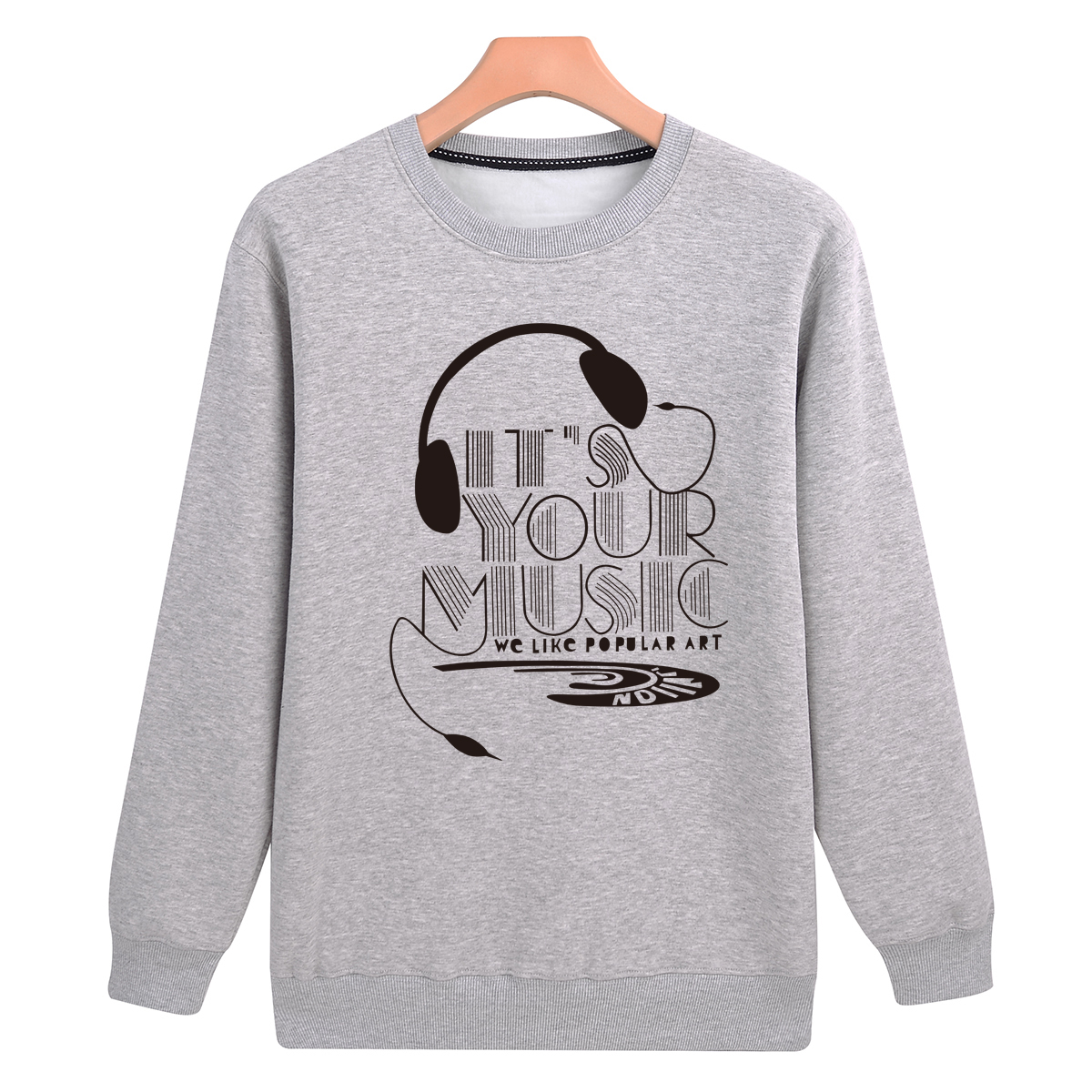 Mùa thu đông nam mới cộng với áo thun nhung cotton cổ tròn dài tay cộng với phân bón để tăng độ rộng cho áo khoác trùm đầu áo len dày ấm áp quần áo big size nam