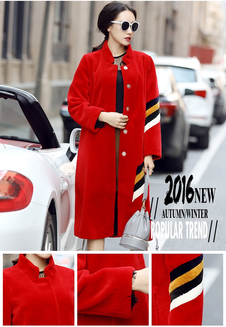 Haining lông trên đầu gối đoạn dài kích thước lớn rút tủ cừu cắt coat ladies cầu vồng phần cổ áo jacket chống mùa giải phóng mặt bằng áo da lót lông
