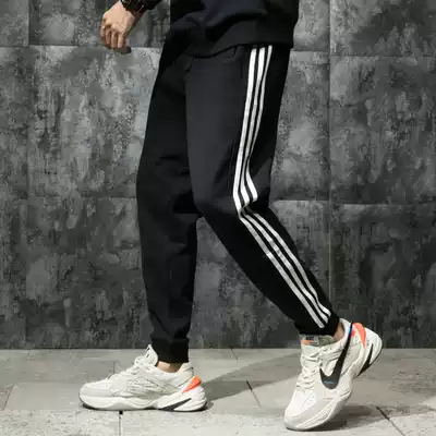 Amazing waves autumn new drawstring sweatpants men's loose plus fat plus size fat plus velvet bunched feet casual thick cotton pants tide