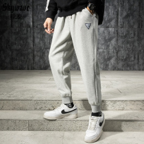Amazing waves autumn American tide brand heavy casual pants mens loose plus fat plus size sports pants drawstring harem pants