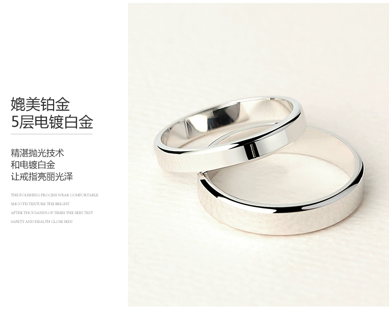 Tùy chỉnh chữ 999 sterling silver couple nhẫn một cặp đơn giản nam giới và phụ nữ trên vòng Nhật Bản và Hàn Quốc nghiên cứu cuộc sống thời gian ...