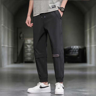 夏季大码休闲裤工装裤男士九分运动裤男裤新款宽松百搭束脚工装裤