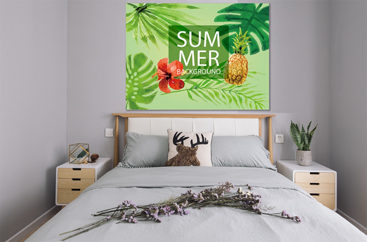 Treo vải nền Phong cách Bắc Âu trồng hoa màu xanh lá cây phòng ngủ phòng ngủ ảnh neo tấm thảm trang trí vải thảm treo tường cute