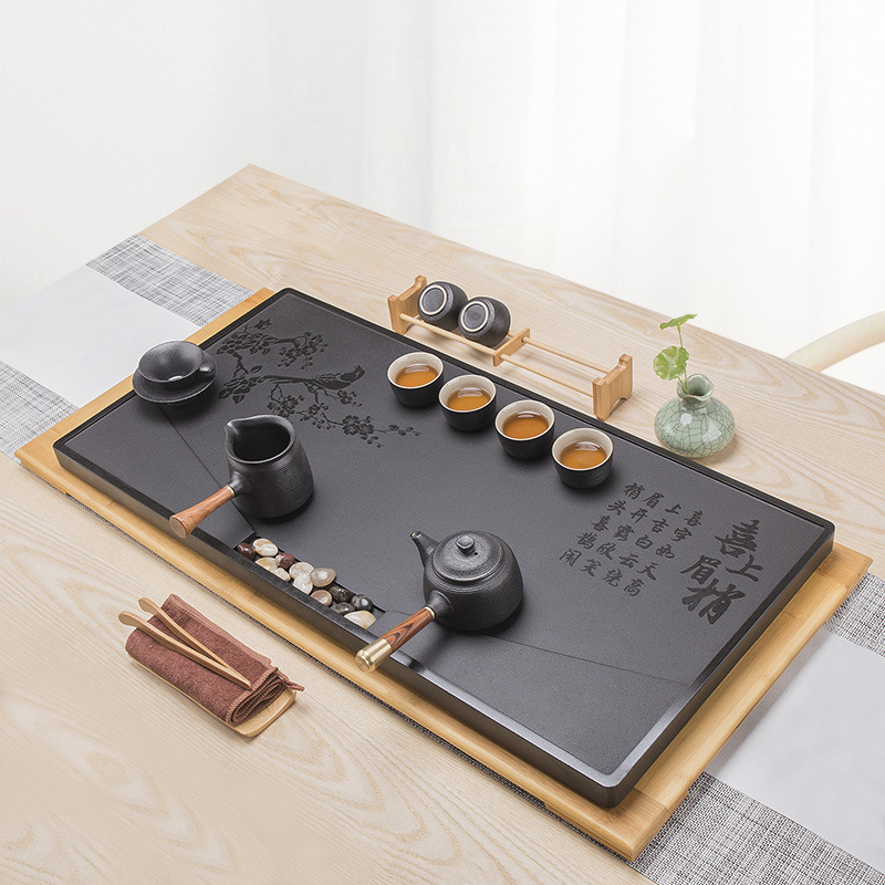 Four - walled yard manufacturer provides straightly sharply stone tea tray was kung fu tea set the whole piece of handwork stone tea tray was large tea tray