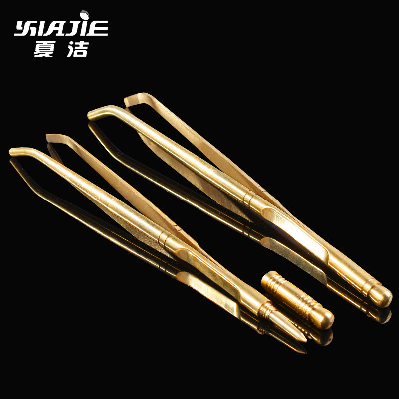 Xia Jie metal thickened stainless steel tea clip Bamboo wooden tweezers Tea chopsticks Large tea cup clip Kung Fu tea set