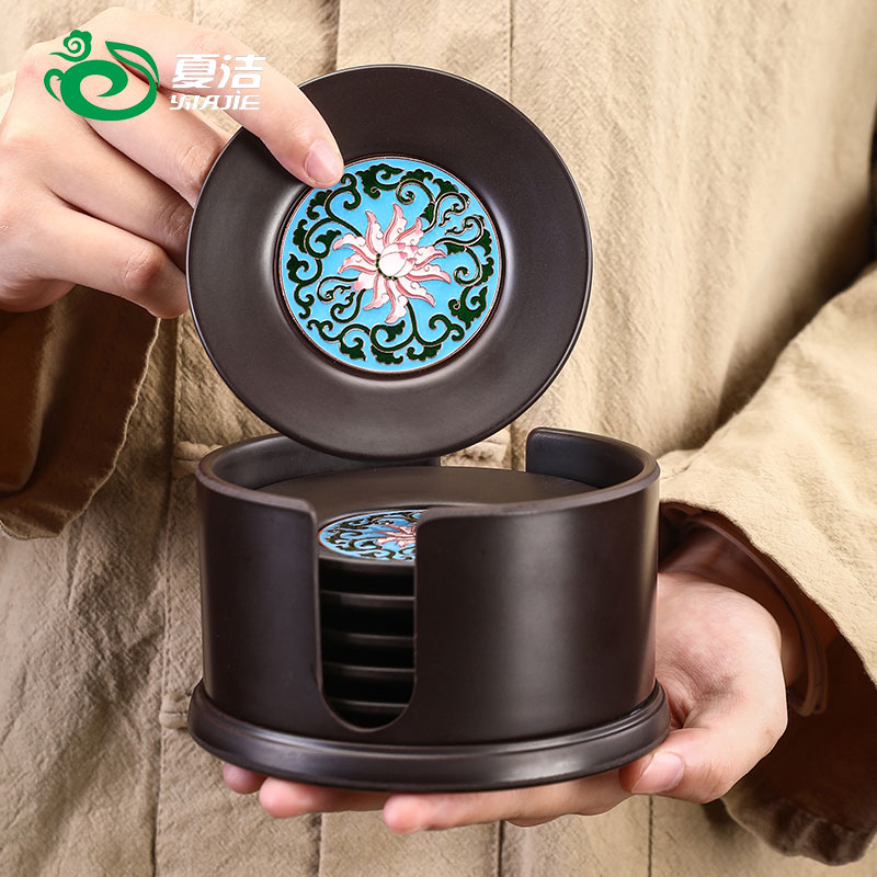 Four - walled yard bakelite insulation pad creative teacup pad household tea accessories heat pad Japanese wooden saucer suits for