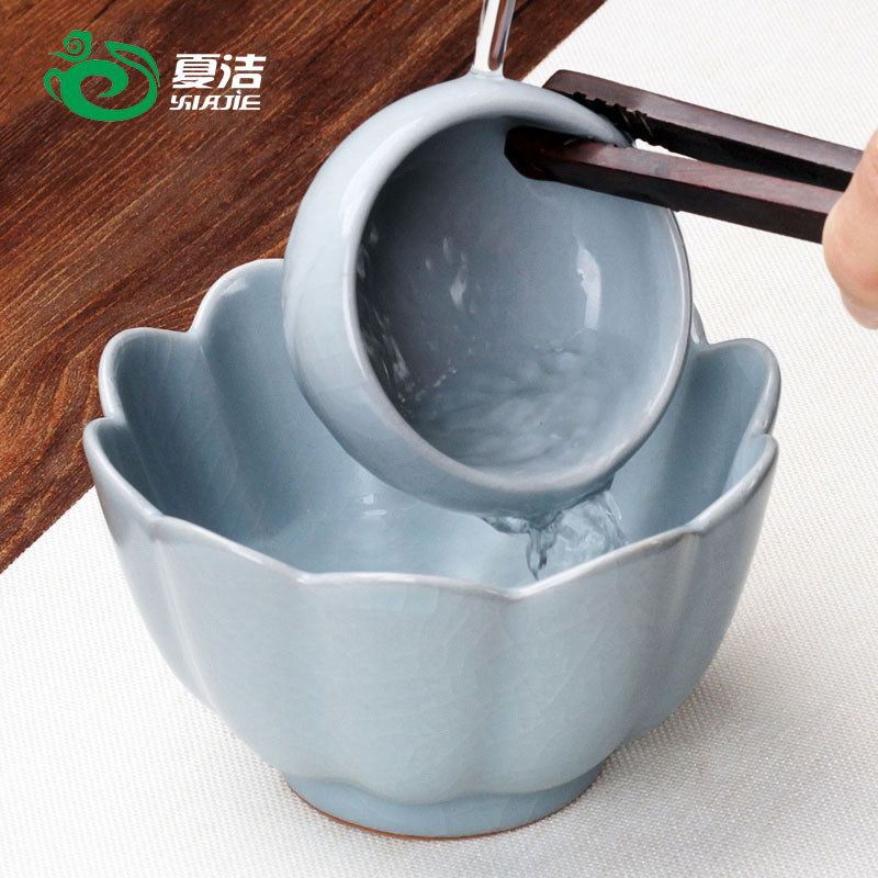 Four - walled yard cup tea wash to wash water, after the small jingdezhen ceramic household vintage Japanese cup for wash dross barrels tea set to zero