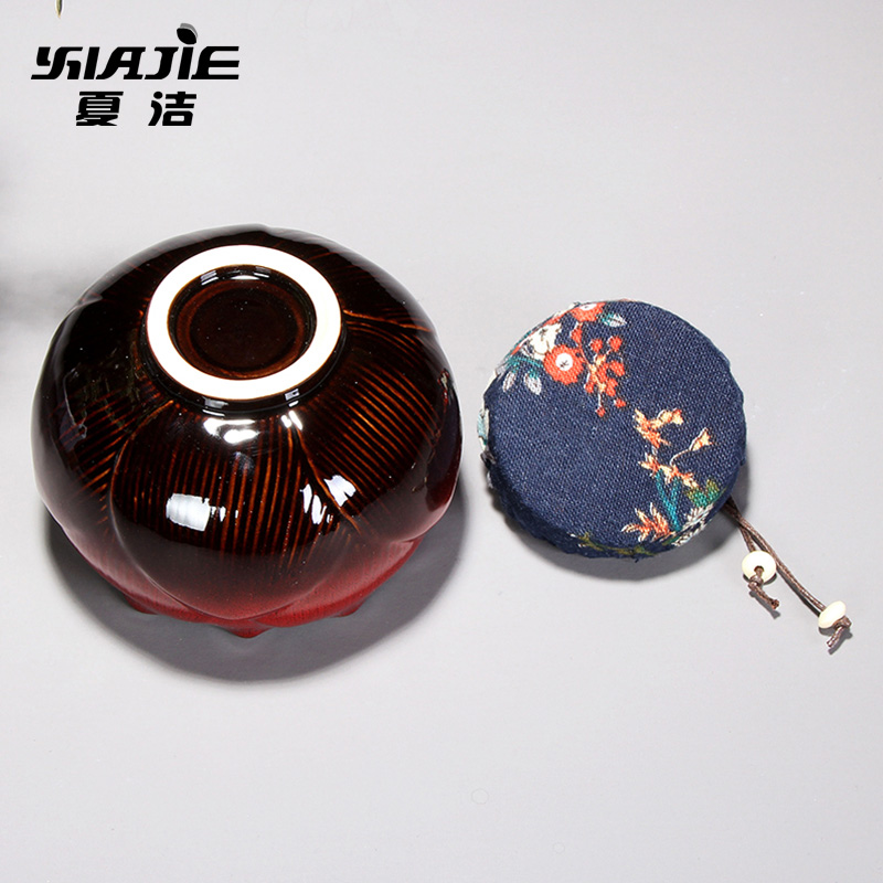 Four - walled yard caddy fixings medium ceramic tea box storehouse of jingdezhen tea service manual lotus POTS travel trumpet