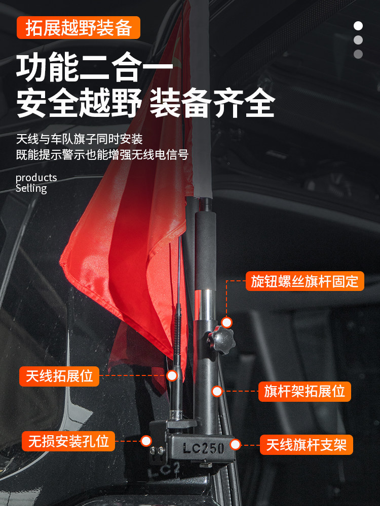 Suitable for 24/25 New Prado Antenna Flagpole Bracket, Special Antenna Decoration Accessories for Lc250 Modification