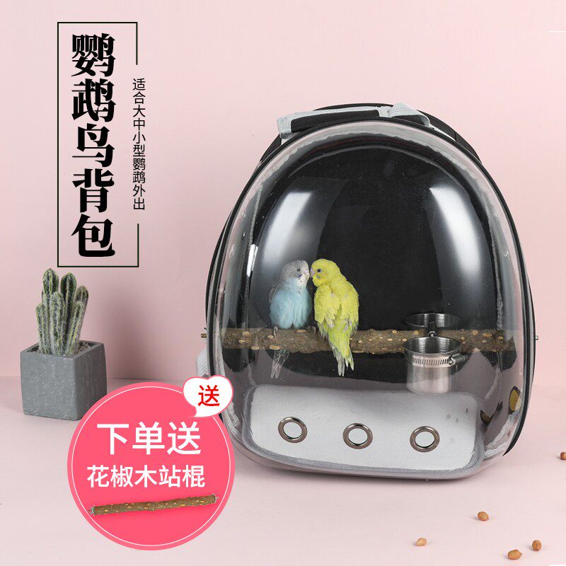 Large, medium and small pet parrot out backpack transparent bird cage large portable compartment transport box gray machine XuanFeng tiger skin