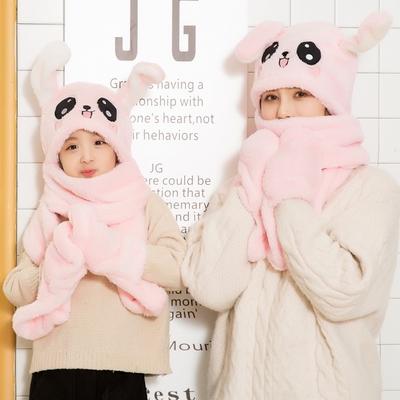 【抖音款】耳朵会动的帽子围巾手套