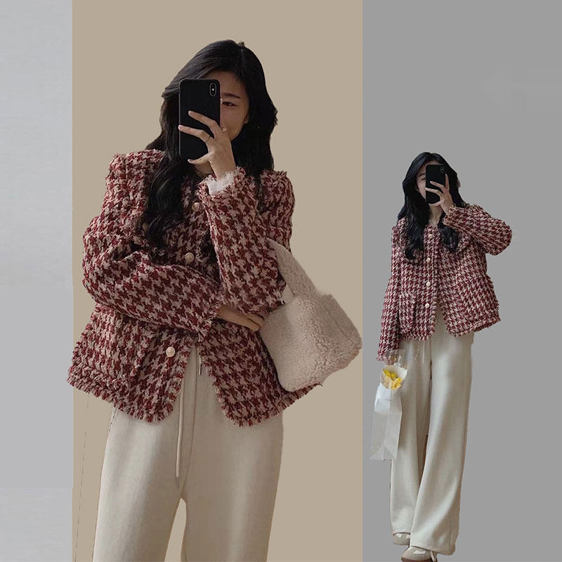 New Year's Clothes New Year's Shirt Chic Red Small Fragrance Fried Street Senior Fan Jacket Female 2022 New Winter