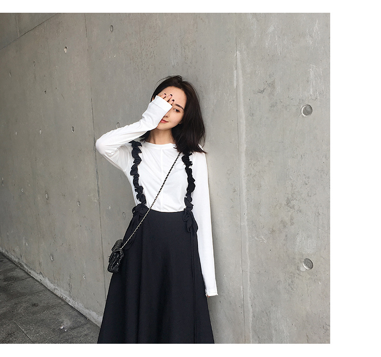 TAKIYA tùy chỉnh mùa thu 2018 mới dễ thương lão hóa dây đeo váy dệt kim ulzzang sling Một từ váy đu lớn váy hở eo