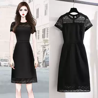 Senior sense 2021 new dress women Summer small light mature fashion classic Hepburn small black dress lace thin