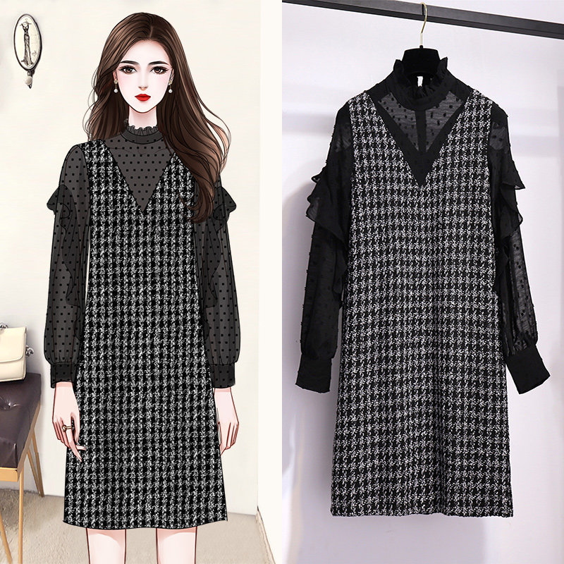 This year's popular workout temperament small fragrant wind leave two dress children 2020 autumn winter dress plaid long sleeve foreign dress