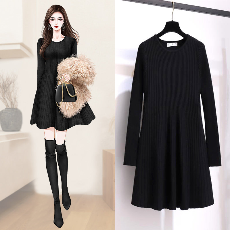 Inside lap dress lady autumn winter fit coat 2022 new expats slim long sleeves black small inner lap short dress