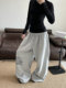 Strawberry Bear Original Relaxed Fit Jazz Wide-Leg Pants Floor-Length Sweatpants with Lettering Elastic Waist American Casual Pants