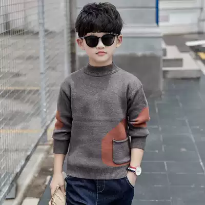 Boys' sweater pullover Korean autumn and winter boy 2021 new round neck handsome knitwear children tide