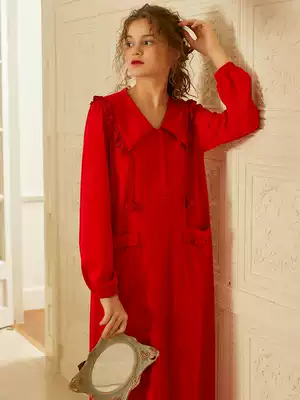 Chenxi original autumn retro big matchmaker morning gown home pajamas long sleeve nightgown long-sleeved girlfriends Palace home clothes women