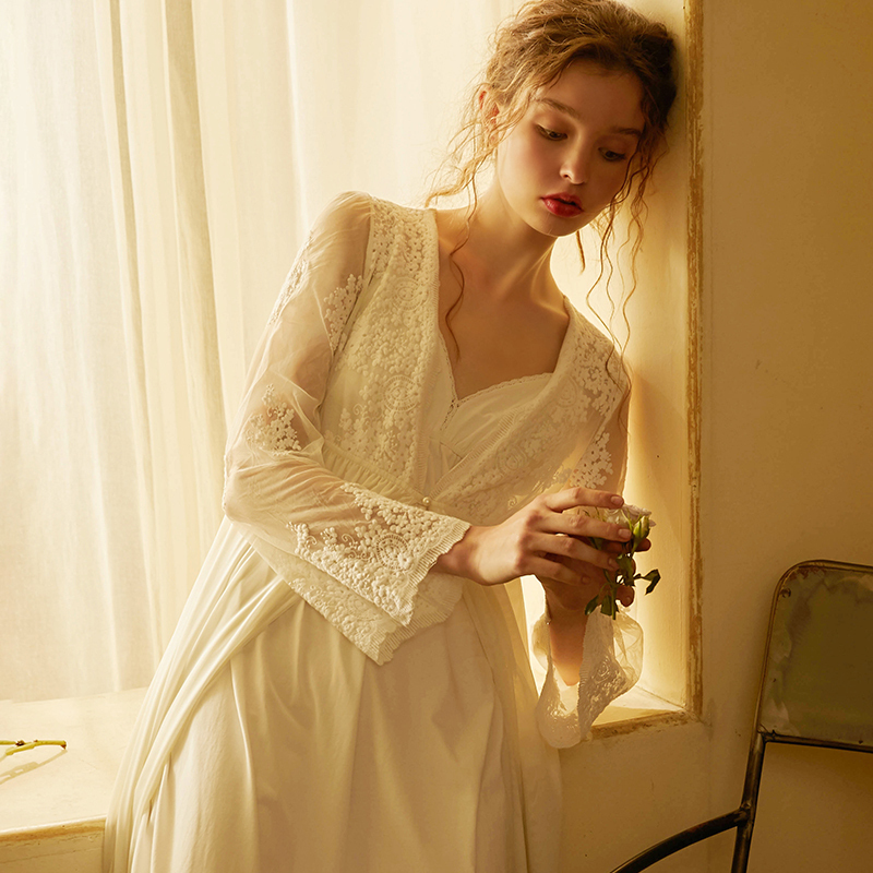 Chenxi original sexy lace mesh nightgown women's summer two-piece princess nightdress suspender skirt pajamas home clothes