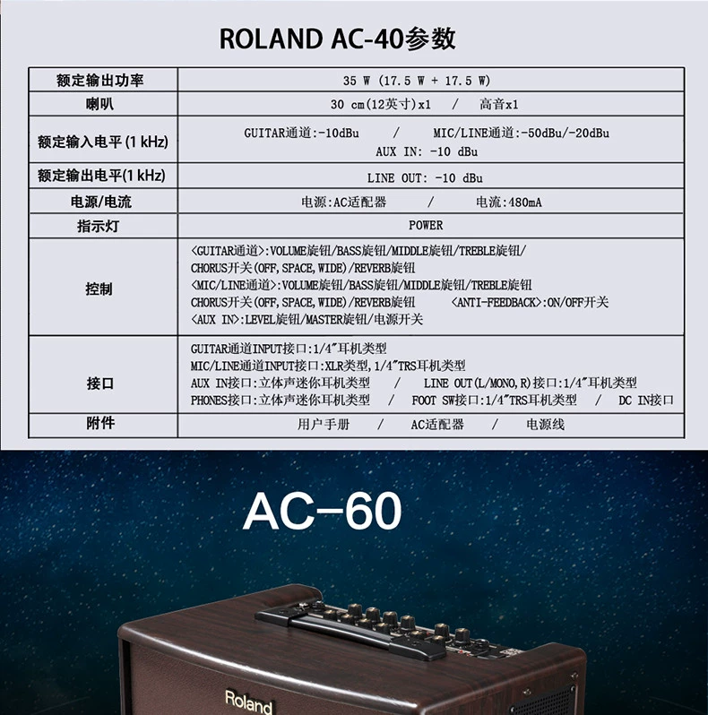 Loa Roland Roland AC33 AC40 AC60 RW Hộp điện dân gian Loa Acoustic Loa - Loa loa loa karaoke jbl