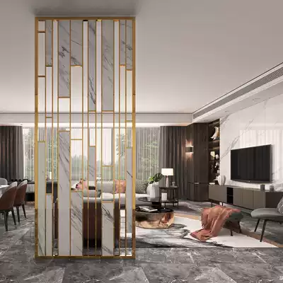 Brake screen partition entrance door Light luxury living room Bedroom simple metal lattice decoration Stainless steel entrance entrance