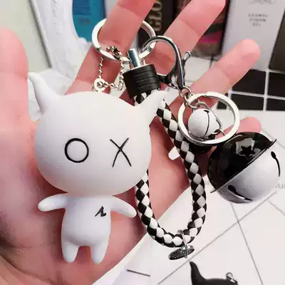 Creative cartoon enamel amuse black boy key chain cute Bell girl bag hanging decoration car key pendant