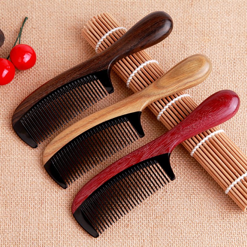 Authentic Horn Comb Natural Thick Horn Horn Comb Antistatic Pure Lettering Massage Wood Comb Long Hair