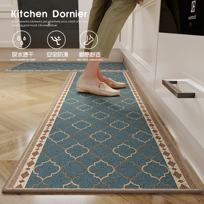 Kitchen non-slip floor mat waterproof oilproof household no-washable scrubbable entrance door mat water absorption oil absorption into the door foot pad