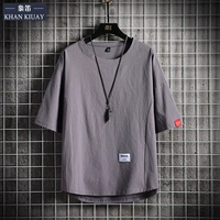 Однотонная трендовая летняя футболка, коллекция 2022, из хлопка и льна, большой размер, короткий рукав